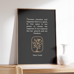 Viktor Frankl Quote Print, Therapy Office Decor Wall Art, Printable Mental Health Poster, Therapy Office Hanging Psychology, Beige Black Art