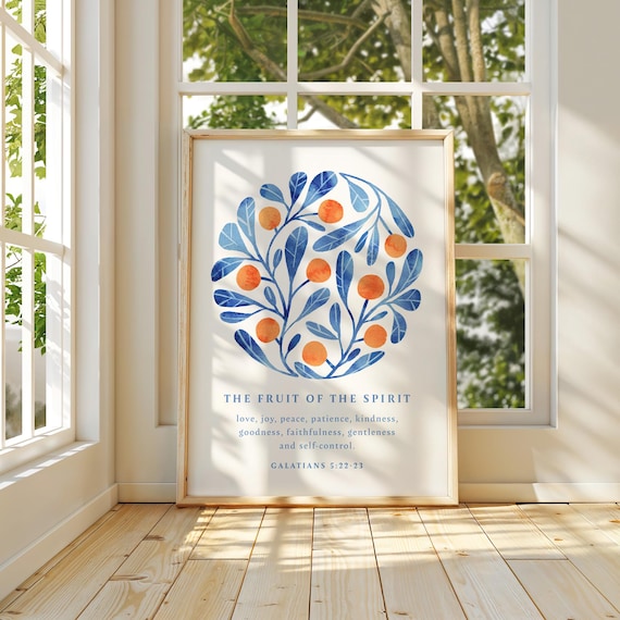 ガラテヤ人への手紙 5:22-23、聖霊の果実の壁アート、愛と喜びと平和