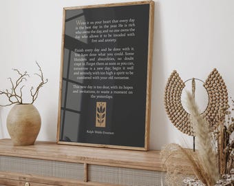 Ralph Waldo Emerson Quote, Write it On Your Heart Wall Art, Poetry Lover Wall Art, Literary Poster, Motivational Life Quote, Beige Black Art
