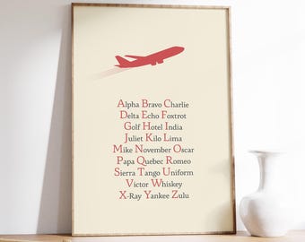 NATO Phonetic Alphabet Print, Aviation Decor, Pilot Gift, Airplane Wall Art, Aircraft Poster Boys Room Decor Printable Kids Digital Download
