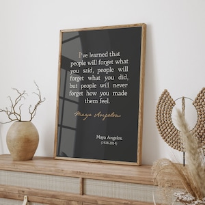 Maya Angelou Quote Print, I&#39;ve learned that people will forget what you said, Maya Angelou Wall Art, Black Authors Art, Digital Download
