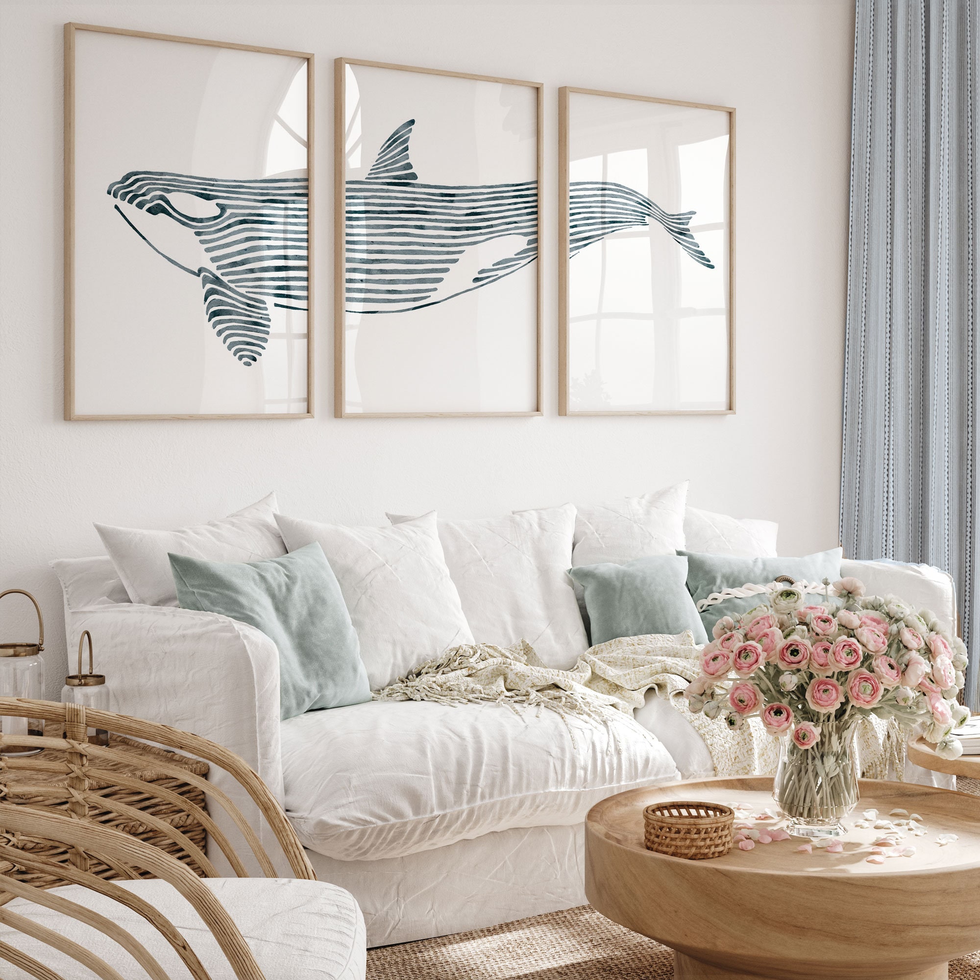 3 Piece Orca Whale Art, Set of 3, Orca Wall Art, Coastal Wall Art ...