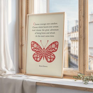 Choose Courage Over Comfort Wall Art, Brene Brown Quote Print, Therapy Office Decor Printable Mental Health Poster Psychology Office Hanging
