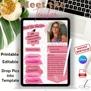 Meet the Teacher | Class Newsletter Template | Boho Style Letter | Remind Codes | Pink | Back to School | Teacher Printable | Modern Color