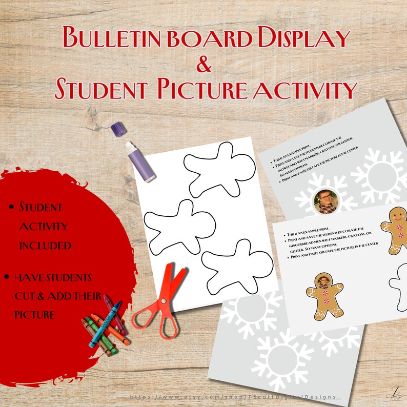 Gingerbread Classroom Bulletin Board Kit: Christmas Decor (printable ...