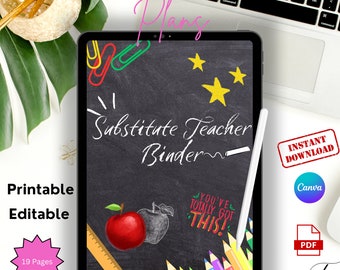 Plantilla editable de carpeta para docentes sustitutos (descarga digital)