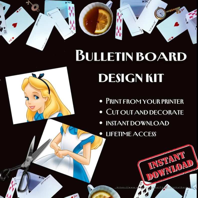 Wonderland Classroom Bulletin Board Kit: Mad Hatter Decor (digital ...