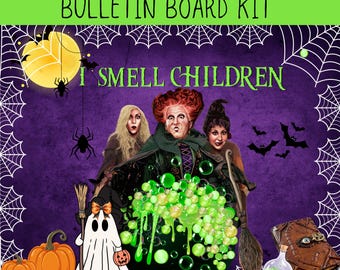 Kit de tablón de anuncios "Hocus Pocus": Decoración para el aula con olor a niños, tablón de anuncios de Halloween para la puerta del aula (descarga digital)