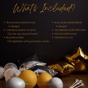 What is Included? Bulletin banner pennants, clipart, student activity, full alphabet.  All printed on 8.5x11 paper, instant download and lifetime access.