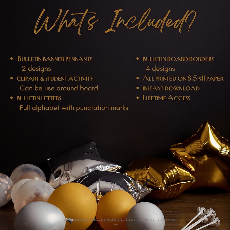 What is Included? Bulletin banner pennants, clipart, student activity, full alphabet.  All printed on 8.5x11 paper, instant download and lifetime access.