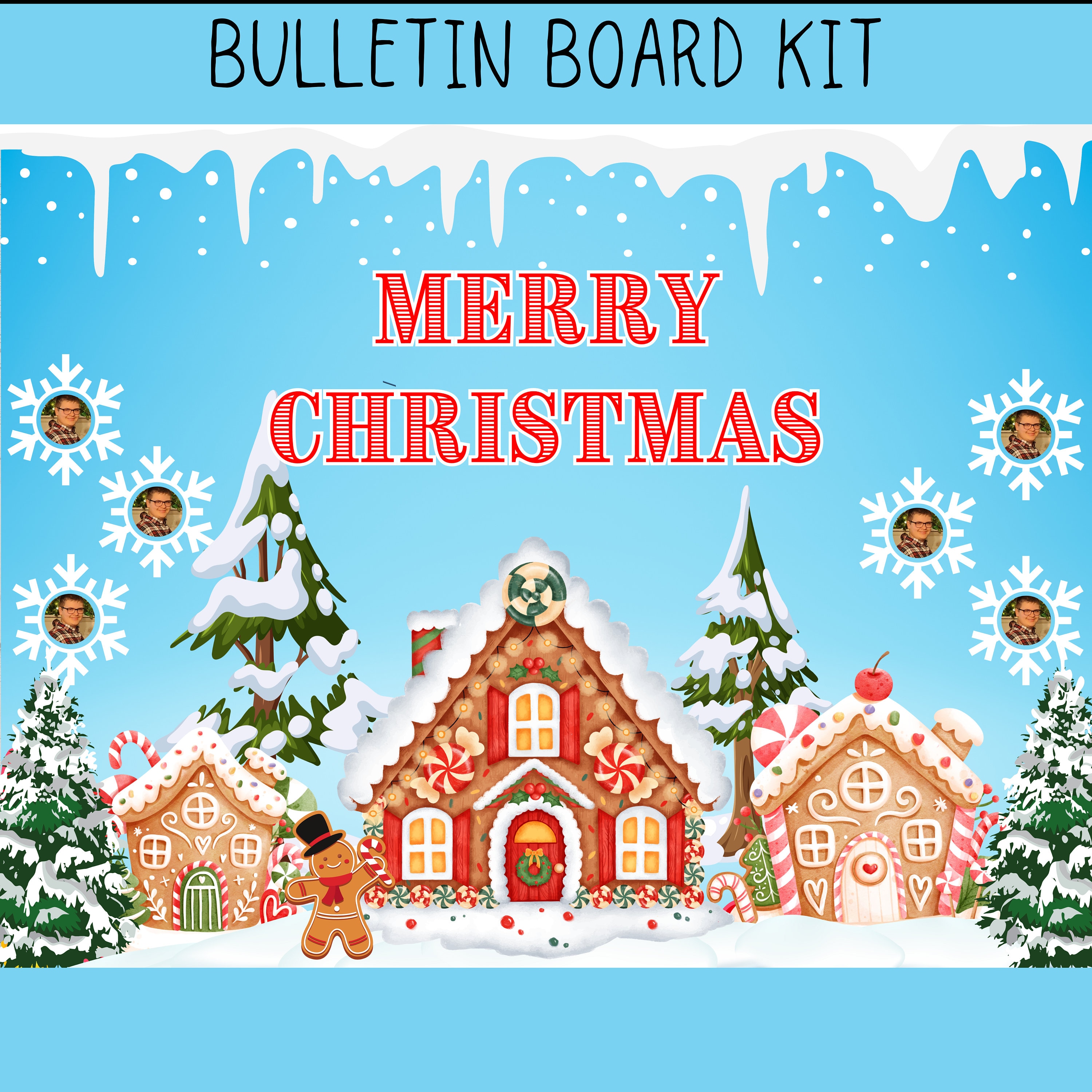 Bulletin Board Kit | Christmas tree Board | Candy Cane | Student Photo Activity | Gingerbread Classroom | Door cubicle Decor | Snowflake