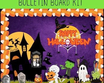 Kit de tablón de anuncios de Halloween: Decoración de aula de casa embrujada (descarga digital)