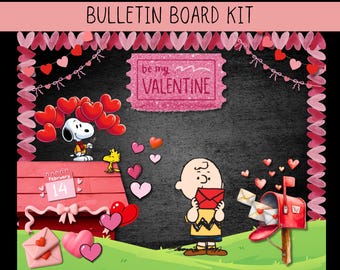 Kit de tablón de anuncios de San Valentín de Charlie Bown: Corazones, Snoopy, actividad fotográfica para estudiantes (descarga digital)