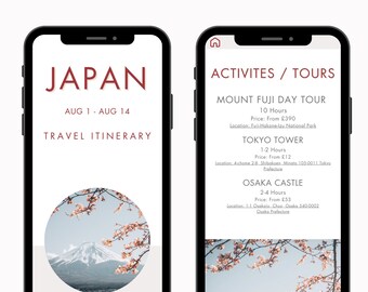 Travel Itinerary Mobile Template Modern Minimal Classic, Editable on Canva, Printable, Digital Template Download, Traveling Guide, 12 Pages