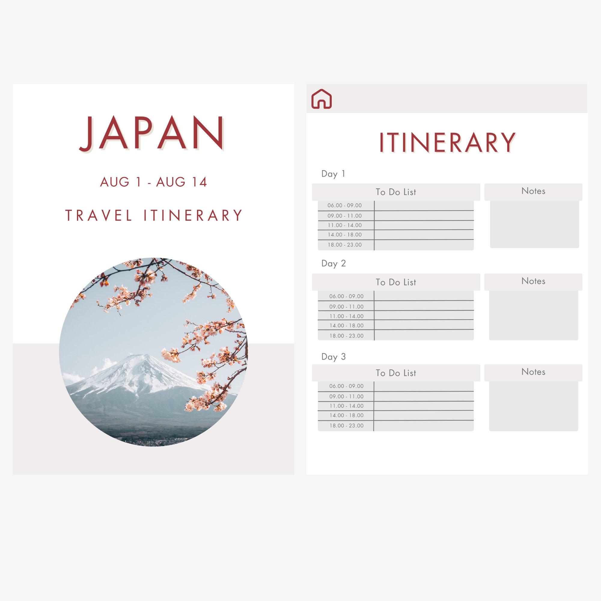 Travel Itinerary Template Modern Minimal Classic, Editable on Canva ...