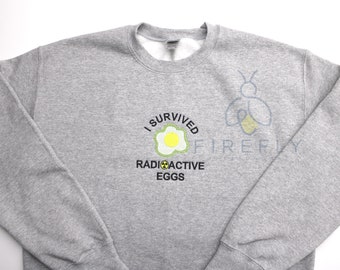 I Survived Radioactive Eggs Embroidered Sweatshirt Crewneck Hoodie Gastric Emptying Scan Apparel Embroidery