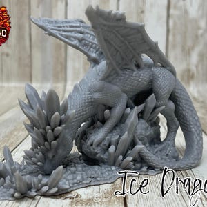 Ice Dragon | Monster | Primed or Unprimed | Tabletop Miniature | D&D Dungeons and Dragons 5e | Pathfinder-