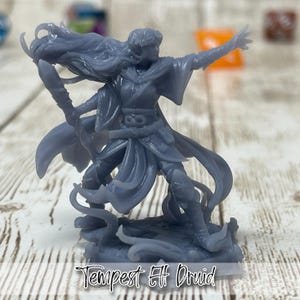 Tempest Elf Druid | Female | Club | Magic User | Primed or Unprimed | Tabletop Miniature | D&D Dungeons and Dragons 5e | Pathfinder-