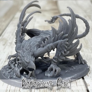 Rapacious Bird Monster Feeding on Prey Miniature, D&D, Pathfinder, Primed/Unprimed