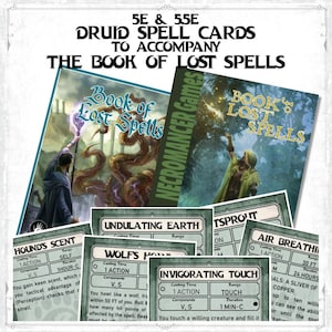 The Book of Lost Spells Cards | Digital Download | Druid Spell Cards | Printable | Fillable | New D&D, DnD, 5.5e, Magic Cards, Spells, TTRPG