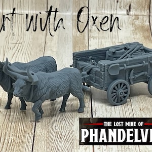 Cart with Oxen | lost mine of Phandelver | Prop | Tabletop Miniature | D&D Dungeons and Dragons 5e | Pathfinder