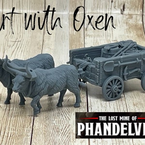 Cart with Oxen | Wagon with Supplies | Lost Mine of Phandelver | Prop | Tabletop Miniature | D&D Dungeons and Dragons 5e | Pathfinder-