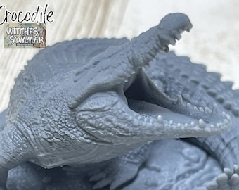 Swamp Crocodile Monster Miniature: D&D 5e, Pathfinder, 32mm Scale, Primed/Unprimed