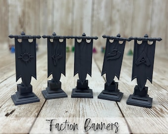 Faction Banner Prop Miniature: Guild, Flag, TTRPG, D&D 5e, Pathfinder, 32mm Scale, Primed/Unprimed