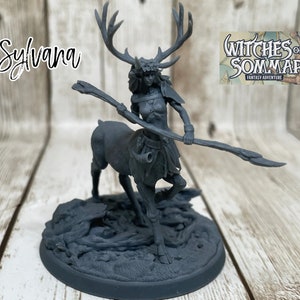 Sylvana, a Dryad Centaur Miniature: Female, Antlers, D&D, Pathfinder, Primed/Unprimed