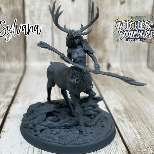 Sylvana, a Dryad Centaur Miniature: Female, Antlers, D&D, Pathfinder, Primed/Unprimed