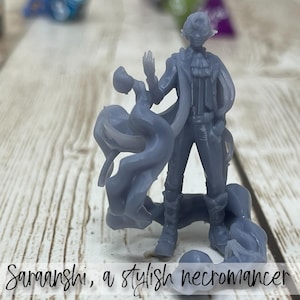 Saraanshi, a stylish necromancer | Elf | Male | Spellcaster | Wizard | Warlock | Primed or Unprimed | Tabletop Miniatures | DND | D&D | 5e
