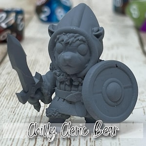 Chilly Cleric | Bear | Male/Female | Healer | Paladin | Fighter | cute | Primed or Unprimed | Tabletop Miniature | Dungeons and Dragons 5e