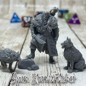 Bjorn Stormwatcher | Male | Human | Ranger | Archer | Wolves | Wolf | Primed or Unprimed | Grim Chronicles | Tabletop Miniatures | D&D | DND