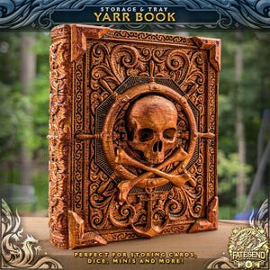 Pirate Dice Tome | Skull | Card box | Deckbox | Trinket Box | USA Made | Handmade RPG Dice Box | D&D Miniature Storage-