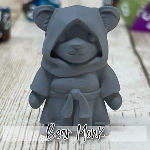 Bear Monk Miniature: D&D 5e, Pathfinder, 32mm Scale, Primed/Unprimed