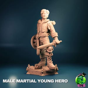 Young Male Fighter | Human | Barbarian | Fighter | Sword | Shield | D&D Dungeons and Dragons 5e