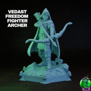 Vedast Freedom Fighter Archer | Male | Archer | Elf | Primed or Unprimed | Tabletop Miniature | D&D Dungeons and Dragons 5e | Pathfinder-