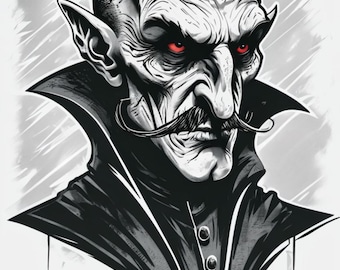 Gothic Nosferatu Vampire Satin Poster: Dark Art Halloween Decor