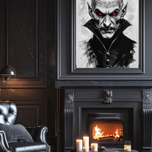 Dark Gothic Nosferatu Illustration- Dramatic Digital Art Print for Home Decor