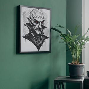 Dark Gothic Nosferatu Illustration- Dramatic Digital Art Print for Home Decor