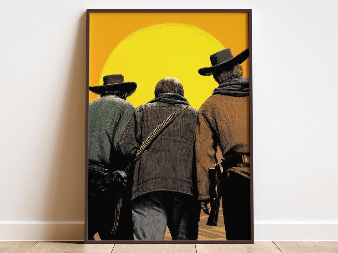 Vintage Cowboy Trio Western Wall Art Print | Three Outlaws Walking Into ...