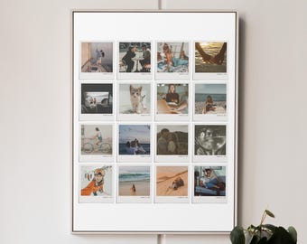 Custom One Year Anniversary Polaroid Collage Wall Art, Memory Photo Collage Print, Anniversary Gift, Personalized Retro-Inspired Decor