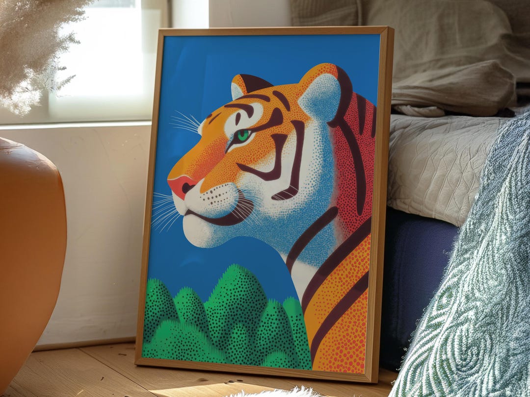 Colorful Tiger Wall Art Print Jungle Animal Canvas Poster Long Narrow ...