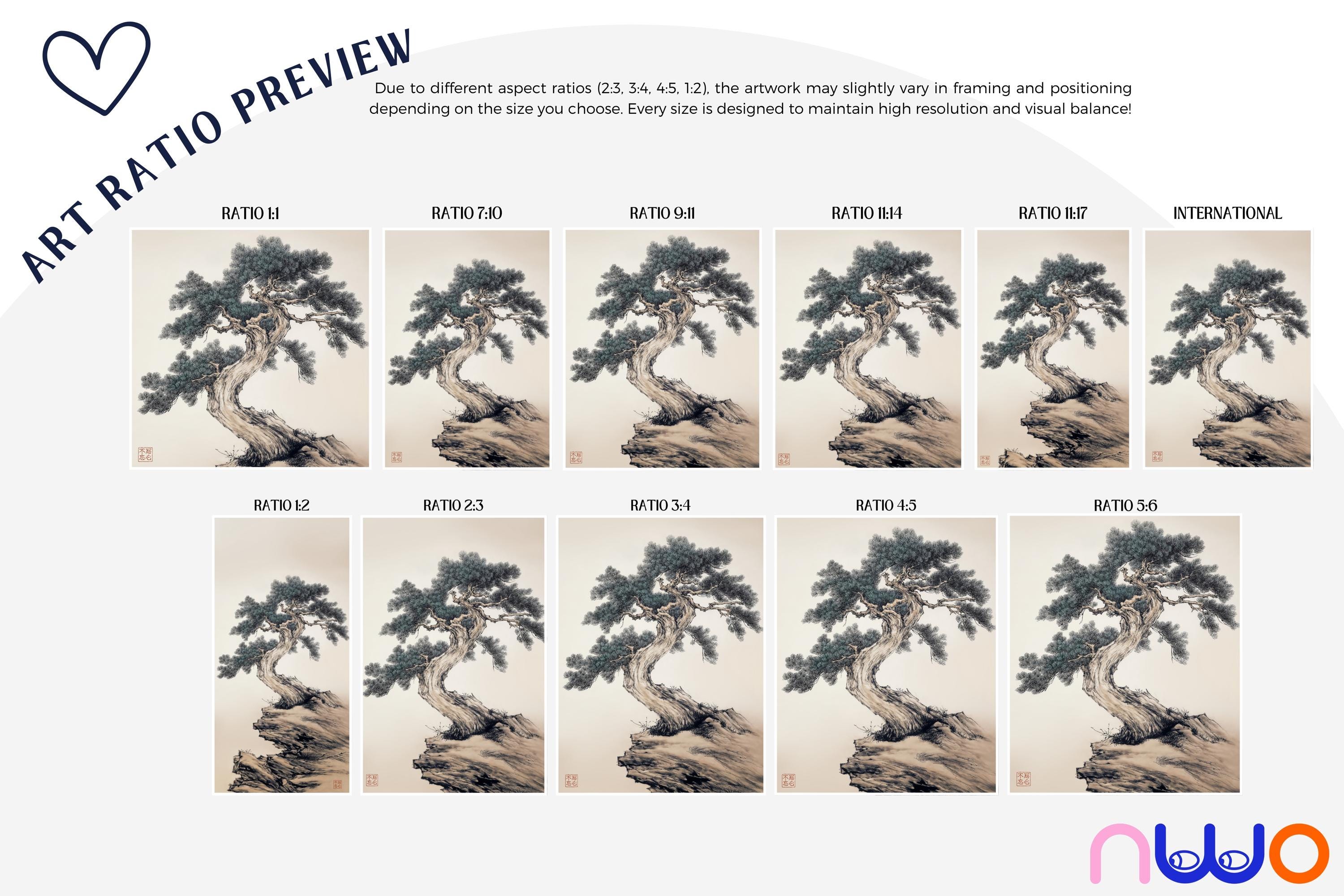 Japanese Bonsai Pine Tree Sumi-e Wall Art Print – Minimalist Zen Ink ...