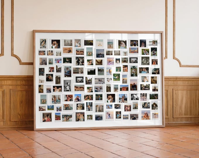 Custom Polaroid Collage Wall Art, Anniversary Photo Collage Print, Sister Best Friend Birthday , Retro-Inspired Framed Print, Christmas Gift