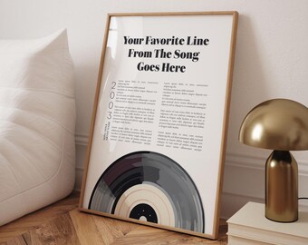 Custom Vinyl Record Poster Personalized Song Lyrics Wall Art Music Lovers Decor Wedding First Dance Anniversary Gift Unique Home Decor