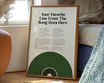 Personalised Song Poster, Custom Vinyl Record Lyric Print, Wedding Gift, Anniversary Gift, First Dance Song Art,  Music Decor Sage Green