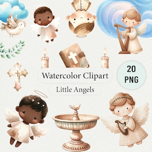 Aquarell Engel Clipart-Sammlung - hochauflösende PNG-Bilder für die Taufe, Illustrationen für religiöse Ereignisse, Vielfalt, Engel PNG