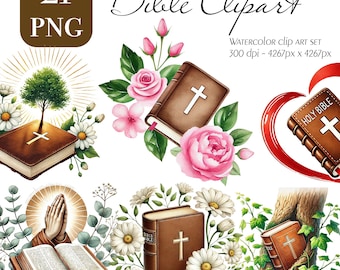 Aquarell Bibel Clipart: Religiöse Illustrationen (PNG, Kommerzielle Nutzung)