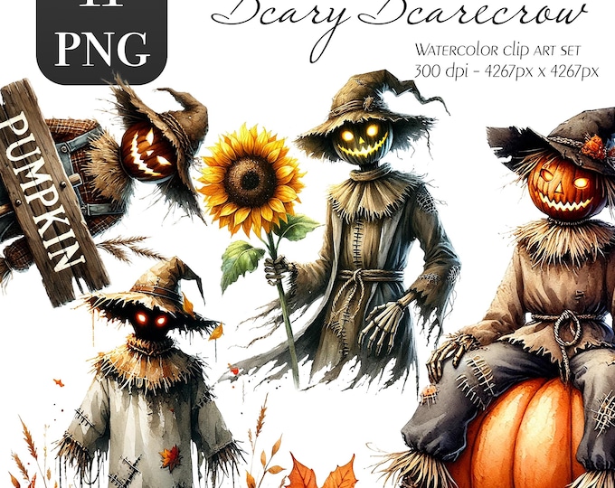 Scary Scarecrow PNG Clipart Bundle - 40 High Quality PNG - Instant ...